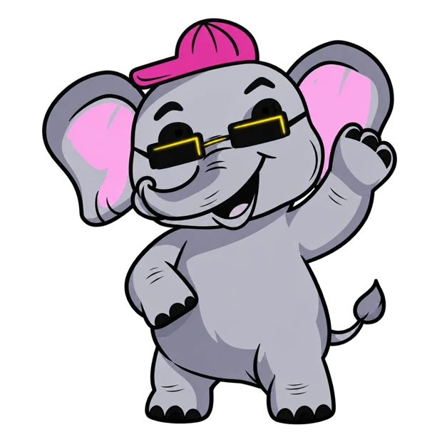 Trumbo the elephant mascot waves hello
